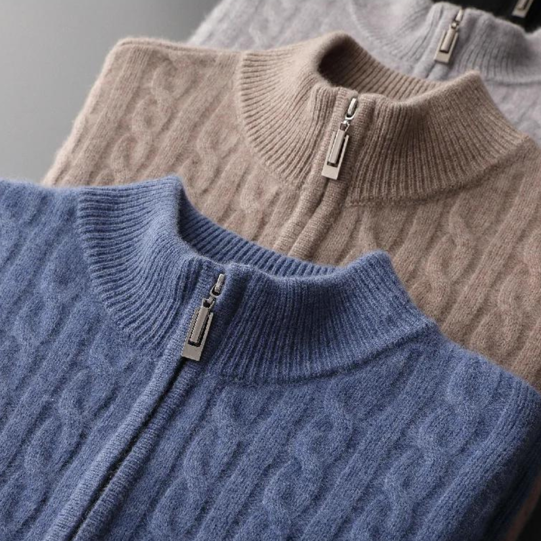 100% Cashmere Woven Half Zip