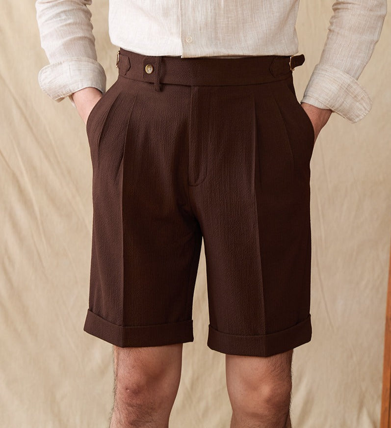 Rías Seersucker Pleated Shorts