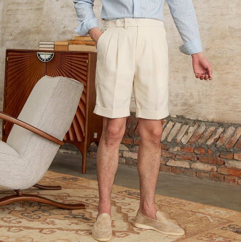 Prato Linen Blend Double Pleated Bermudas