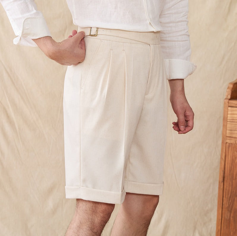 Roma Linen Blend Gurka Pleated Bermudas