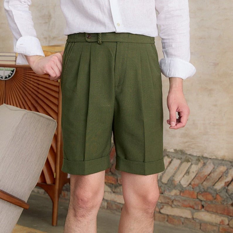 Prato Linen Blend Double Pleated Bermudas