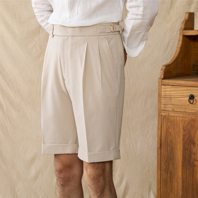 Rías Seersucker Pleated Shorts