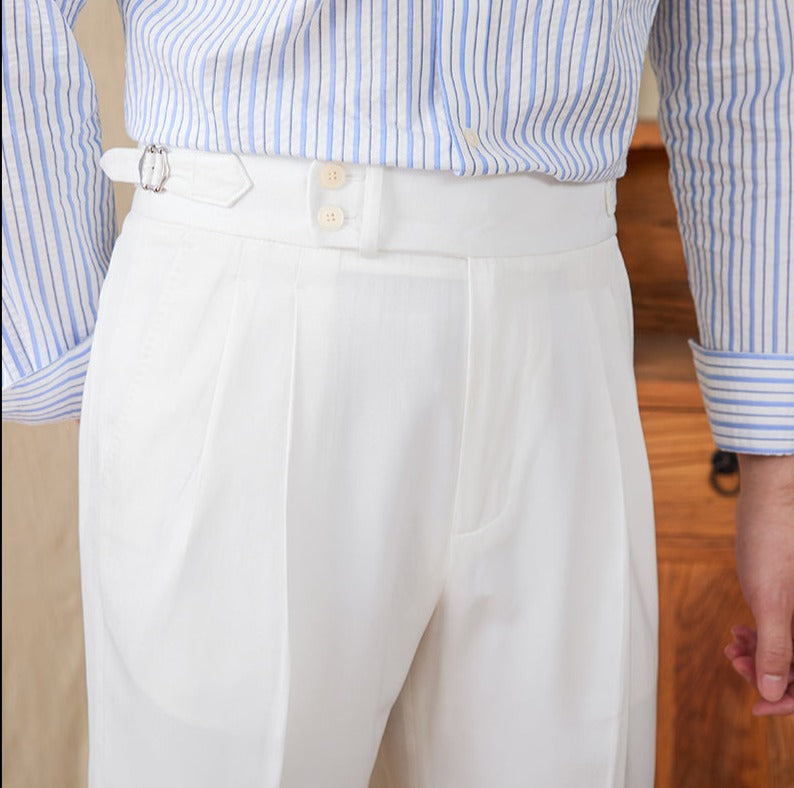 St. Barts Cotton Blend Pleated Bermudas