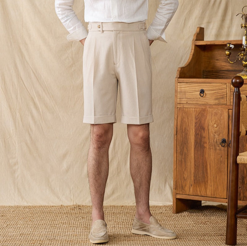 Rías Seersucker Pleated Shorts