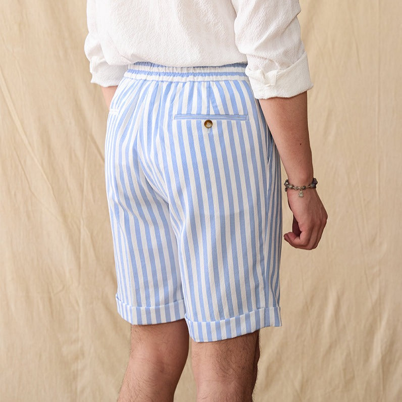 Portofino Striped Seersucker Pleated Bermudas