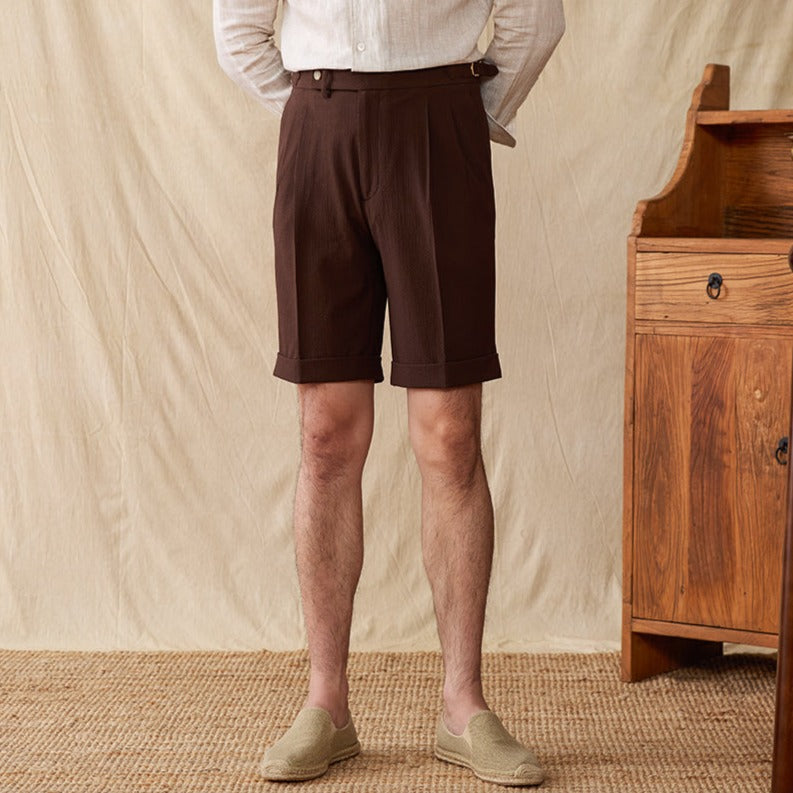 Rías Seersucker Pleated Shorts