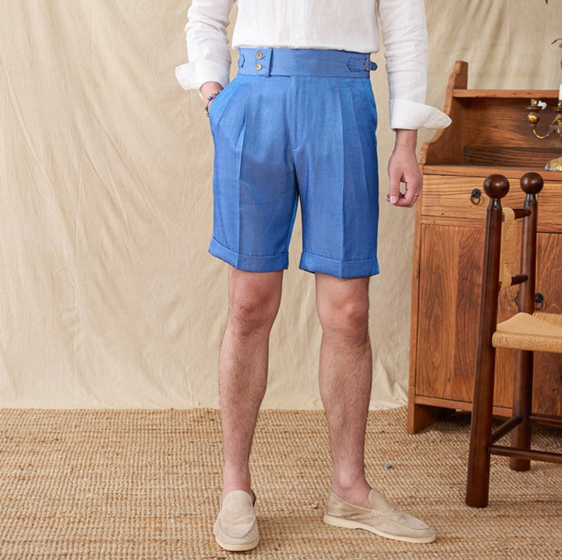 St. Barts Cotton Blend Pleated Bermudas