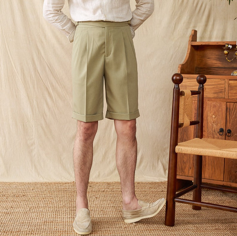 Roma Linen Blend Gurka Pleated Bermudas