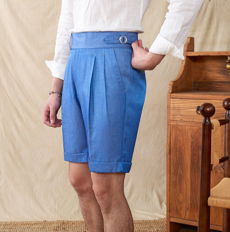 St. Barts Cotton Blend Pleated Bermudas