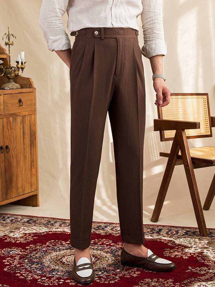 Monte Carlo Seersucker Pleated Trousers