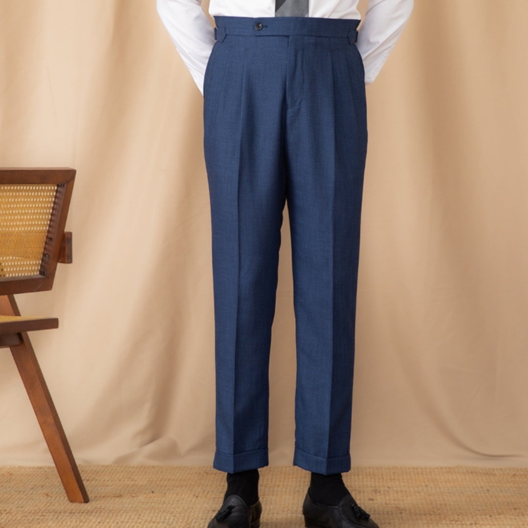 Sorrento Birdseye Textured Double Pleated Trousers