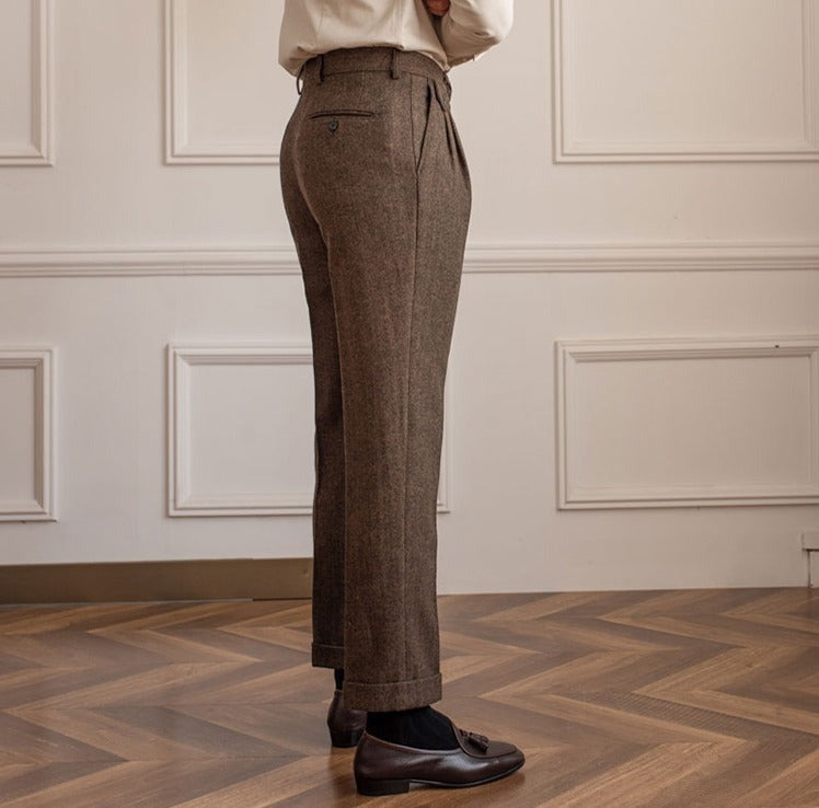 Winchester Herringbone Wool Blend Suit Trousers