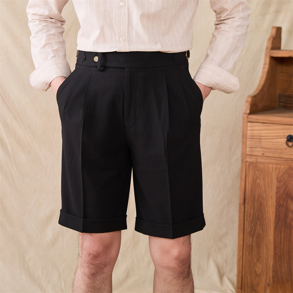 Rías Seersucker Pleated Shorts