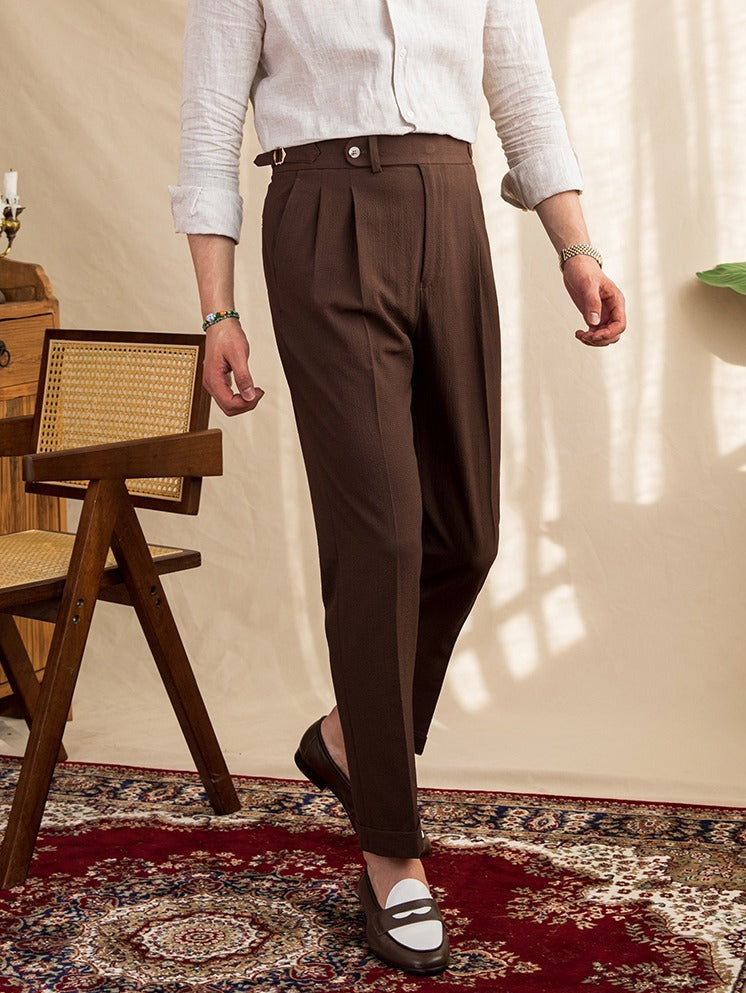 Monte Carlo Seersucker Pleated Trousers