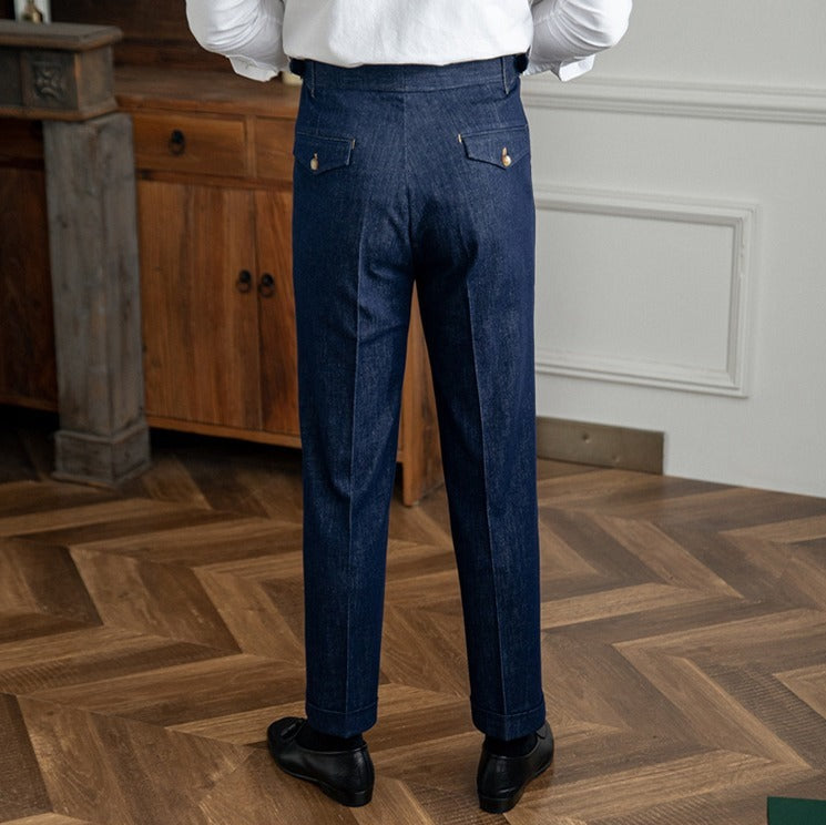 Rome Denim Workwear Double Pleated Trousers