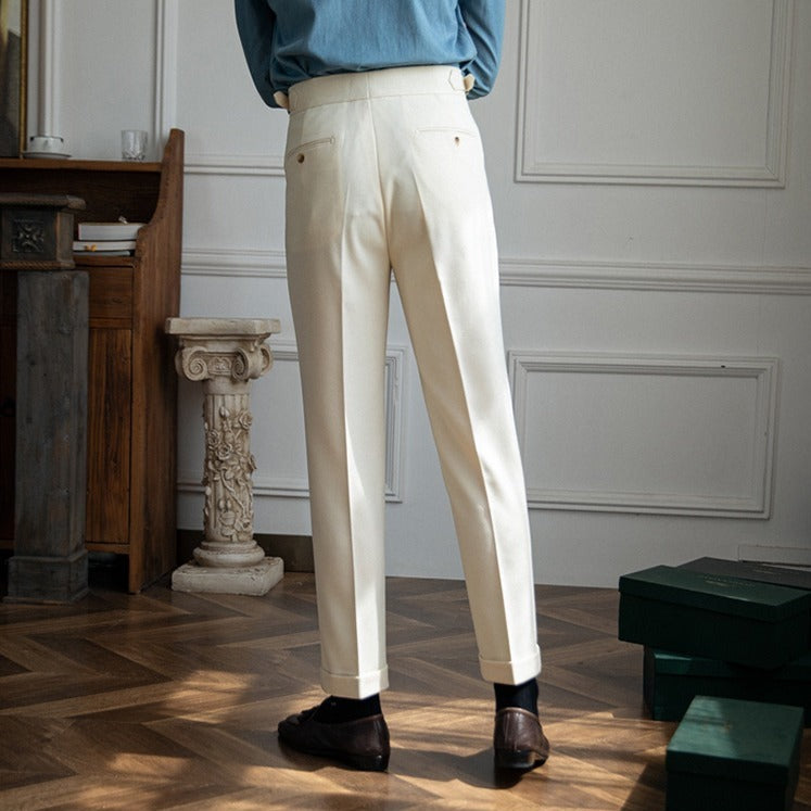 Montserrat Wool Blend Textured Pleated Trousers