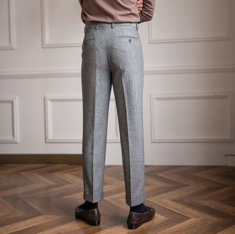 Winchester Herringbone Wool Blend Suit Trousers