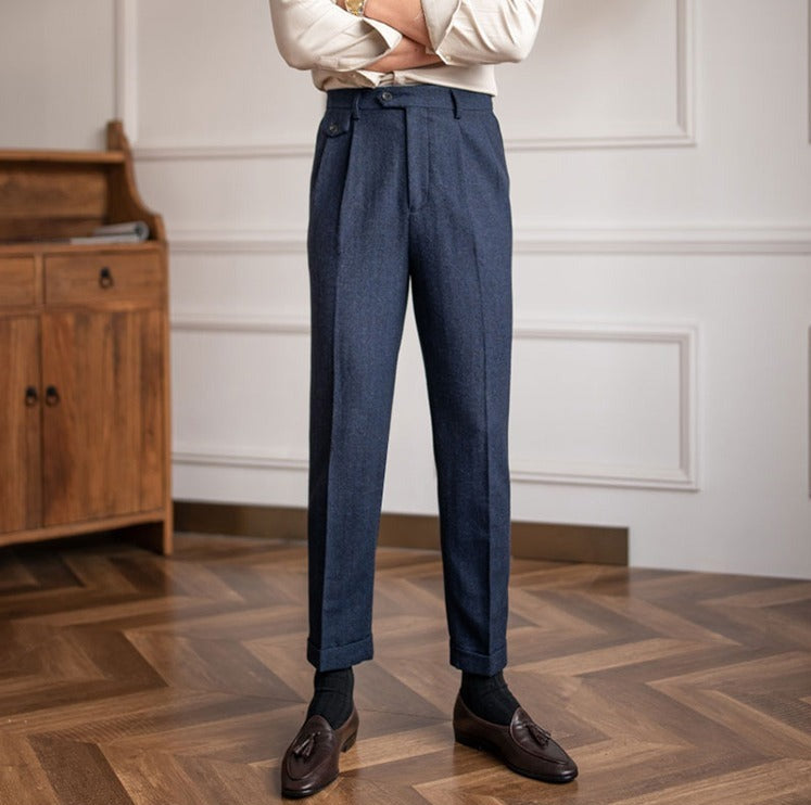 Winchester Herringbone Wool Blend Suit Trousers