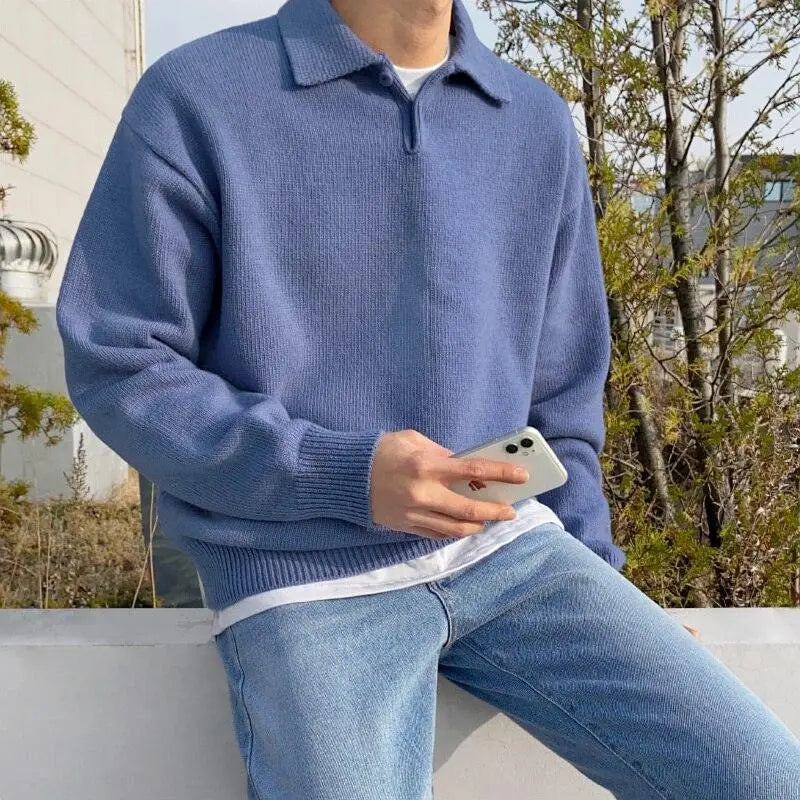 Woolen Button Half Zip