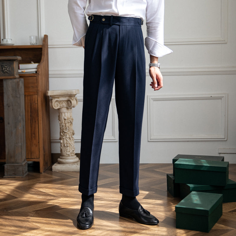 Montserrat Wool Blend Textured Pleated Trousers