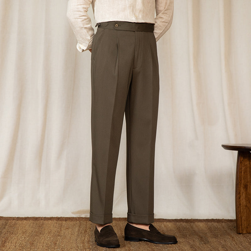 Stockholm Pleated Straight Fit Trousers