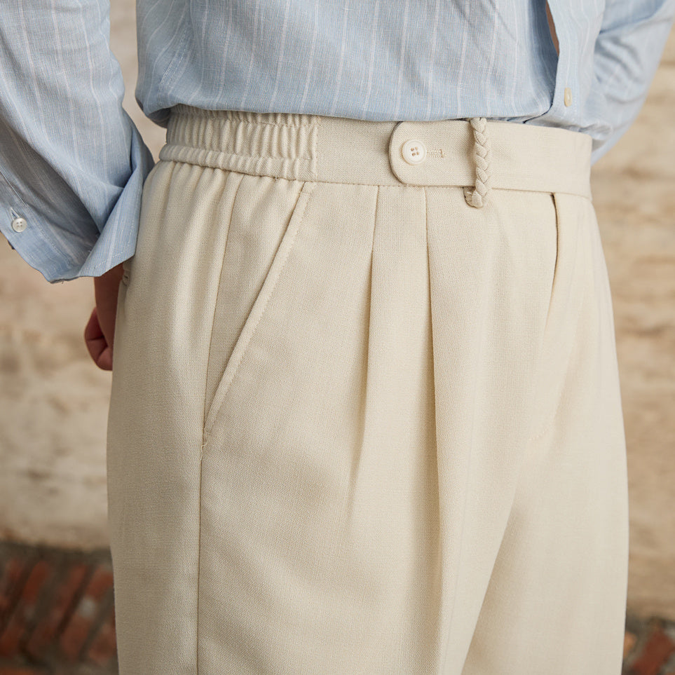 Prato Linen Blend Double Pleated Bermudas