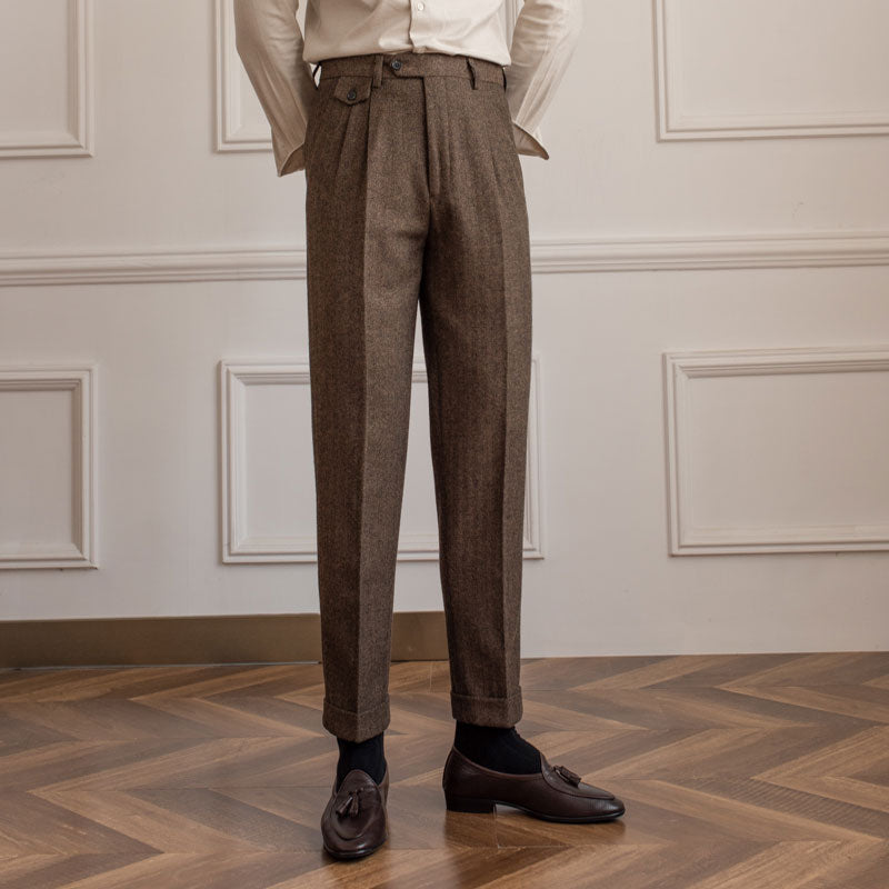 Winchester Herringbone Wool Blend Suit Trousers