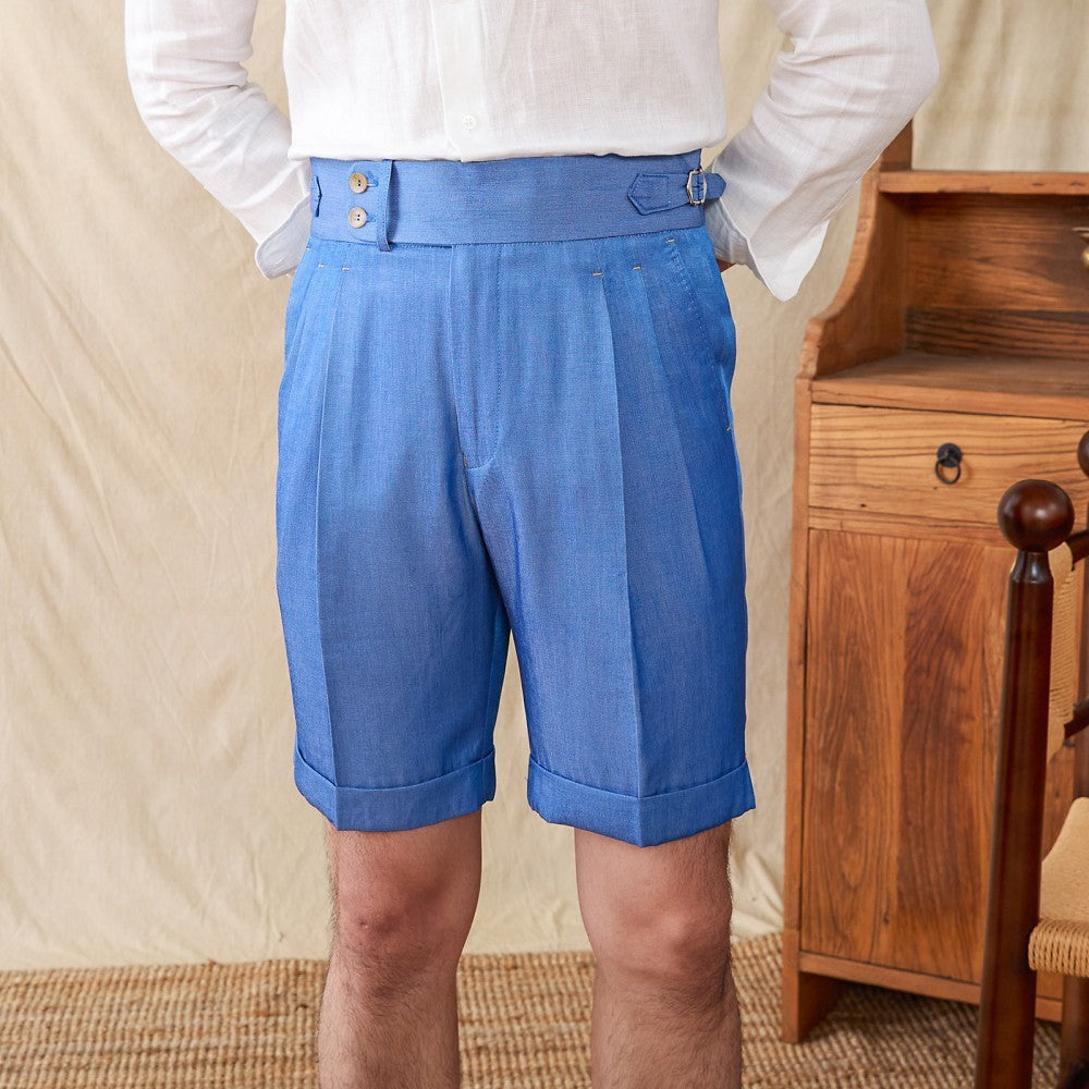 St. Barts Cotton Blend Pleated Bermudas