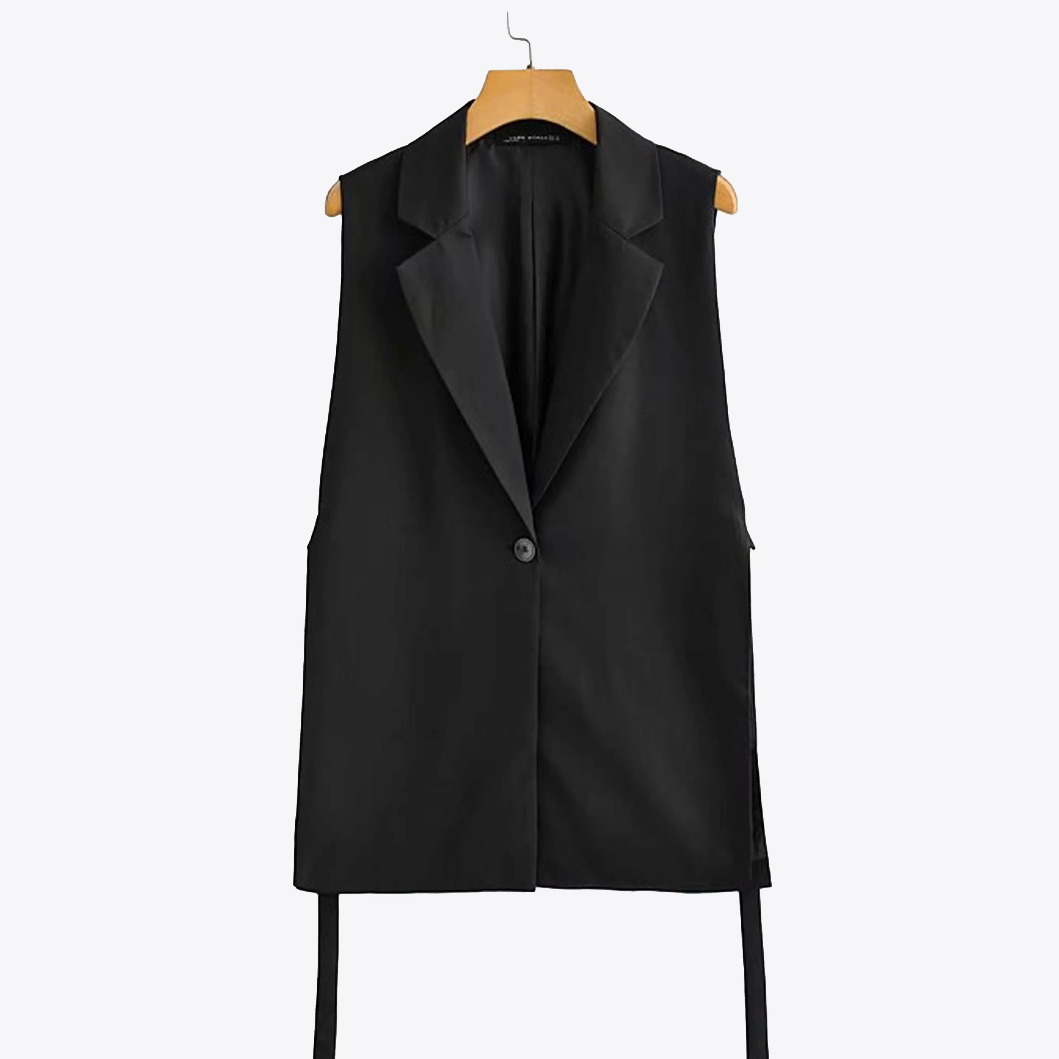 Sleeveless One-Button Vest