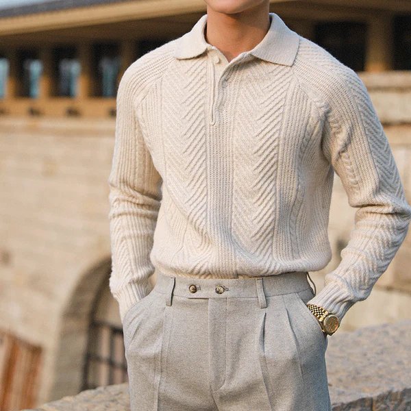 Luciano Long Sleeve Knitted Polo