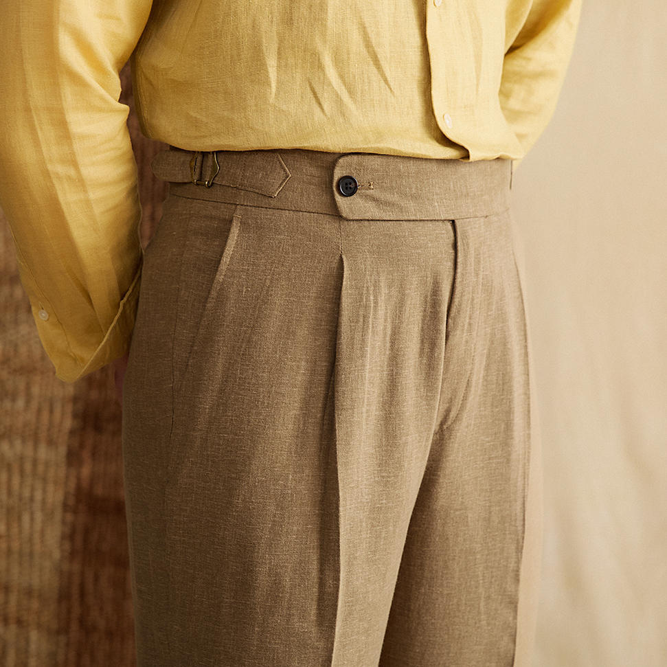 Tuscan Linen Blend Pleated Trousers