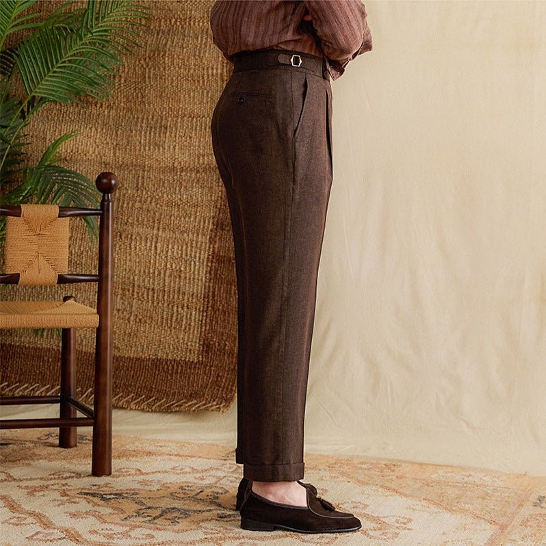 Tuscan Linen Blend Pleated Trousers