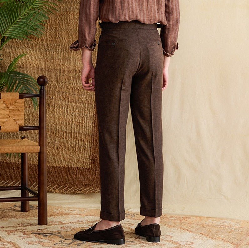 Tuscan Linen Blend Pleated Trousers