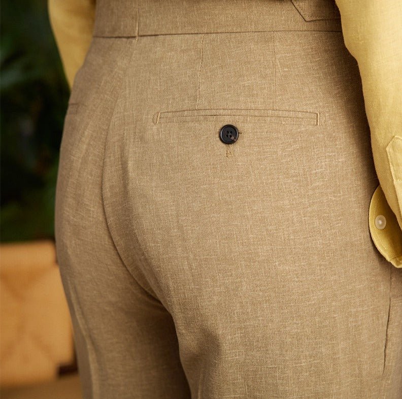 Tuscan Linen Blend Pleated Trousers